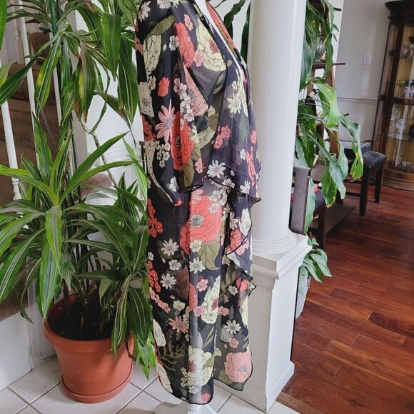 Sheer Floral Kimono Duster Cover Up Floral Neutral - Picture 4 of 7